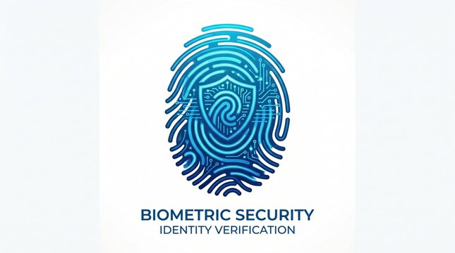 Stylized blue fingerprint illustration with curved ridges and loops, representing unique biometric identity, security, and forensic analysis, symbolizing modern technology and personal authentication 