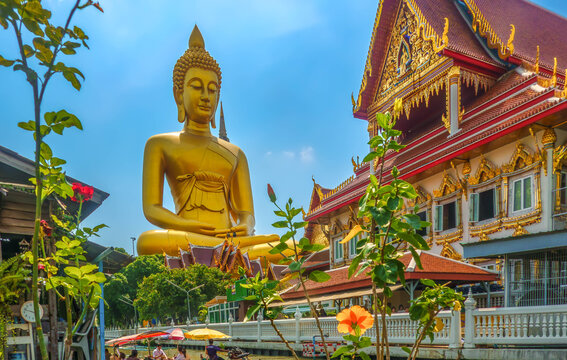 Big Buddha at Wat Pak Nam Phasi Charoen Temple in Bangkok