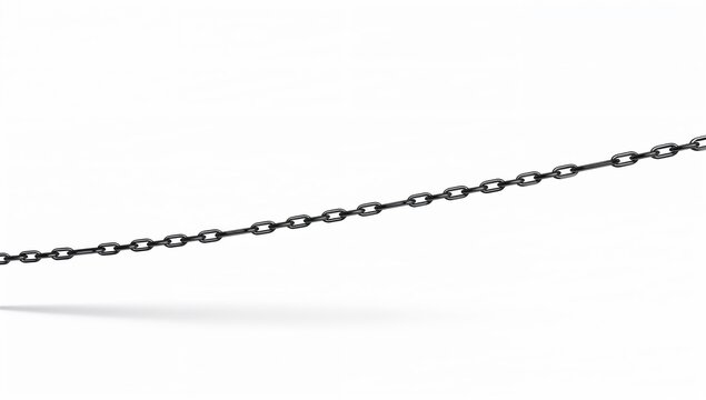 Simple metal chain line across white surface industrial strength concept clean minimal background design connection durability theme