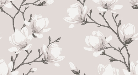 Beautiful white magnolia flowers on a soft pink background © Deshan