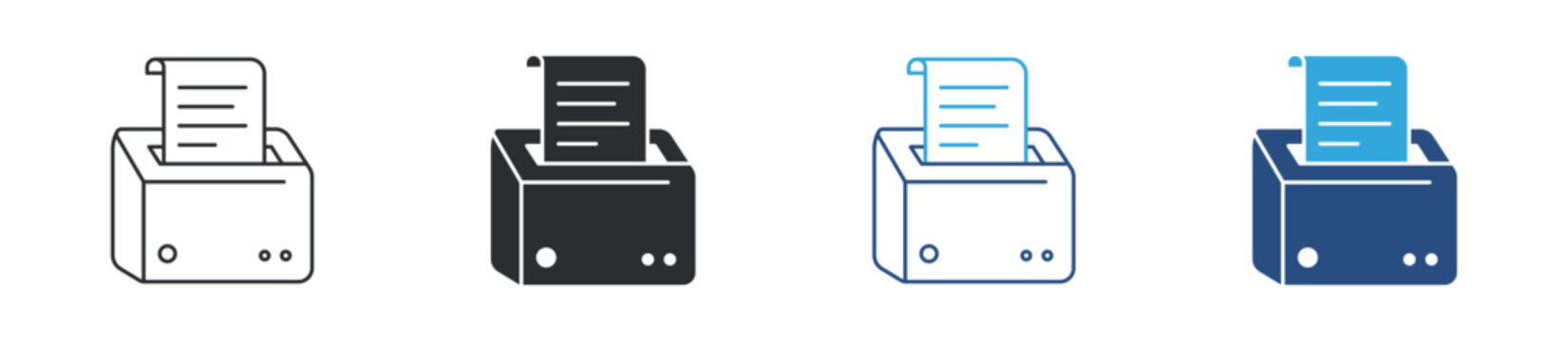 Receipt printer icon set. POS thermal printer. billing and transaction concept. vector illustration.