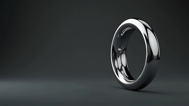 Shiny metallic ring rotating in a continuous loop motion showcasing smooth reflective surfaces and clean industrial design aesthetics in this high quality 4k digital animation sequence for modern crea