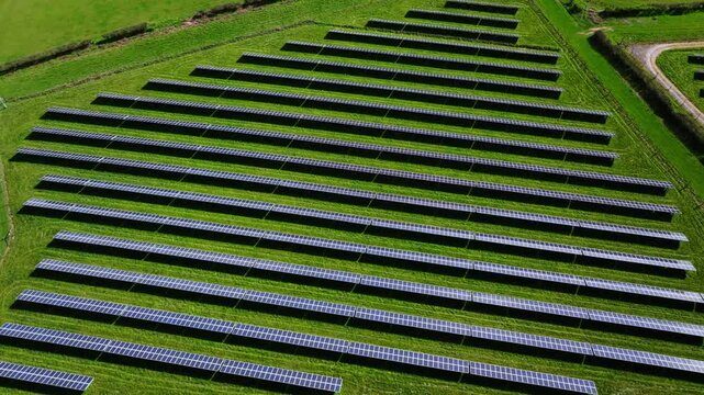 Aerial shot of Solar farm in Dorset UK