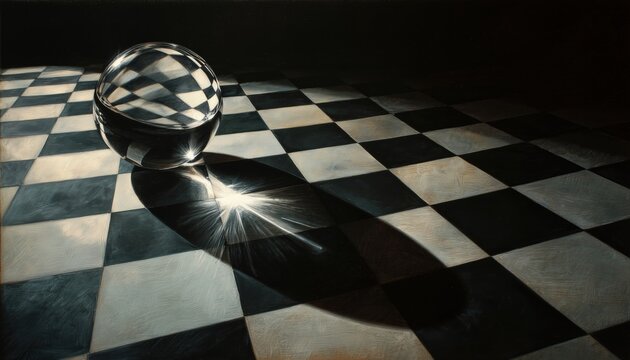 Artwork Showcasing Light And Lighting Against A Checkered Background. The Composition Draws Attention To The Interplay Of Light And Shadows.