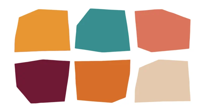hexagonal shapes in various colors on white background
