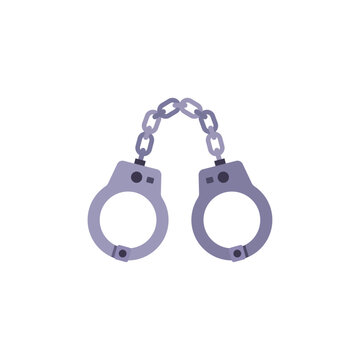 Gray handcuffs icon, police restraint equipment, colorful illustration