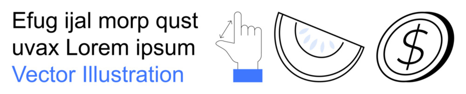 Business, economy, finance, decision-making, profit trade. A pointing hand dollar sign and semi-circle are . Business and economy are visually. Line metaphor. Simple line icons