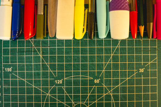 Back to school background, with different office or school supplies.