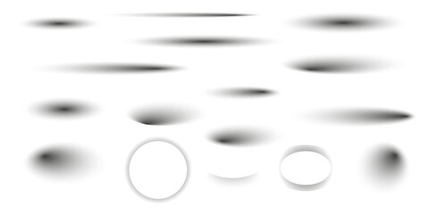 Realistic round shadow and shadow effect. Poster, flyer, business card, banner shadow collection. PNG shadow isolated on transparent background. Stock royalty free.  © Vector light Studio