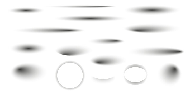 Realistic round shadow and shadow effect. Poster, flyer, business card, banner shadow collection. PNG shadow isolated on transparent background. Stock royalty free.	