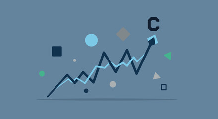 Flat minimalist illustration of market volatility, b Crypto Bitcoin © Artbibun