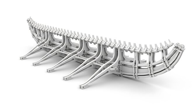 Stack of empty white plastic chairs