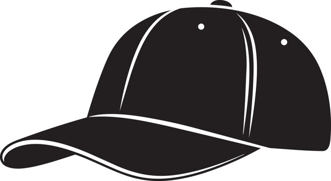 Black baseball cap icon illustration isolated on white background minimal vector
