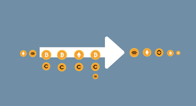 Flat minimalist illustration of crypto transaction fee concept Crypto Bitcoin