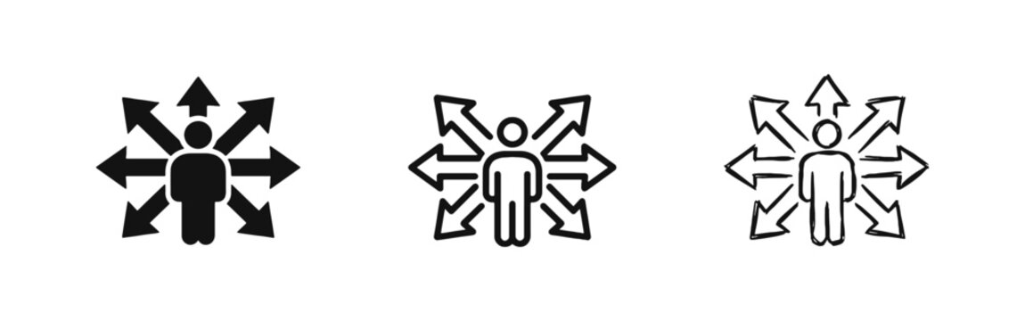Opportunity Choice and Career Direction Arrows Icons