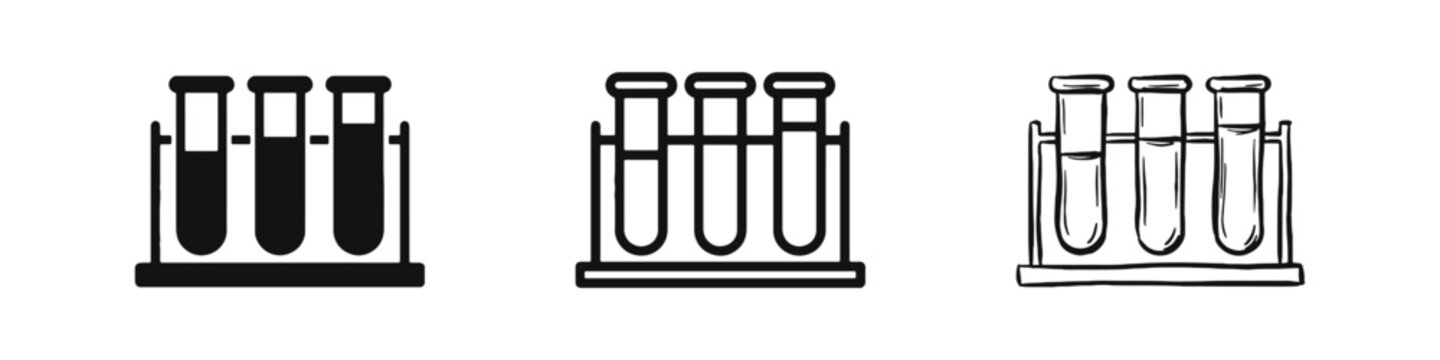 Laboratory Test Tubes Icons Set - Science, Chemistry, and Medical Research Symbols