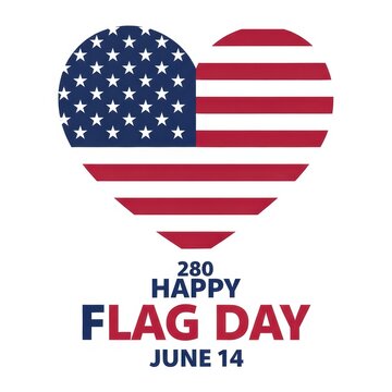 American flag heart shape happy flag day june 14