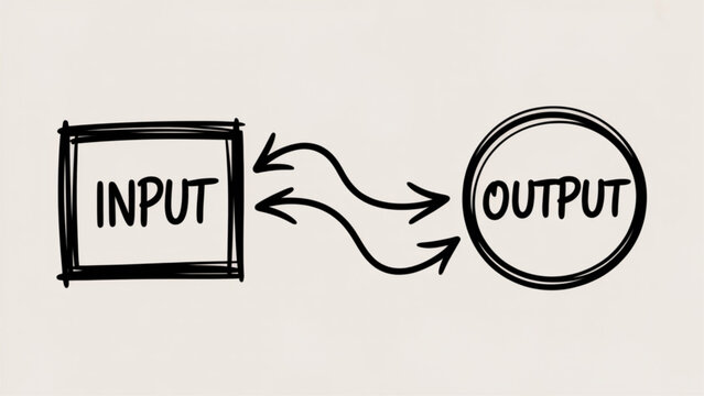 Simple input output process connection icon with arrows Vector