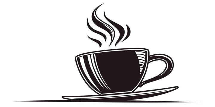 Artistic coffee cup with steaming hot beverage vector illustration beverage espresso caffeine illustration cappuccino minimalist isolated breakfast drinkable stimulant refreshment