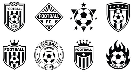   Football soccer sport badge emblem icon set, team club logo shield collection, modern sports identity design on white background, clean vector illustration © MD REZAUL