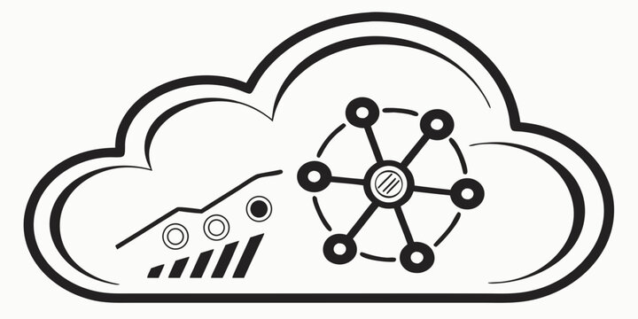 Cloud computing data network concept with digital graph and communication nodes computing communication technology connection internet infographic abstract business analysis information