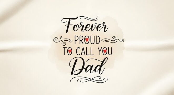 handwritten forever proud to call you dad greeting card with elegant calligraphy on white background