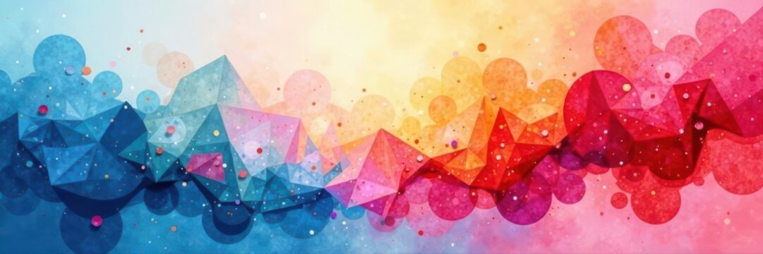 Interplay of soft watercolor washes and angular facets , art, stylish, background