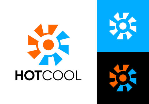 snow and sun logo. heating cooling snowflake conditioning vector design concept