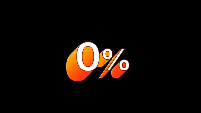 0 Percent Interest Text Effect Animation Zero Percent Finance Offer with Orange Red Gradient Isolated on Transparent Background
