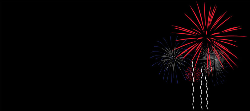 Red and Blue Fireworks Vector on Black background