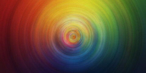 Fototapeta premium Radial rainbow spectrum swirl with heavy grain effect creating hypnotic circular color pattern for psychedelic art concepts.