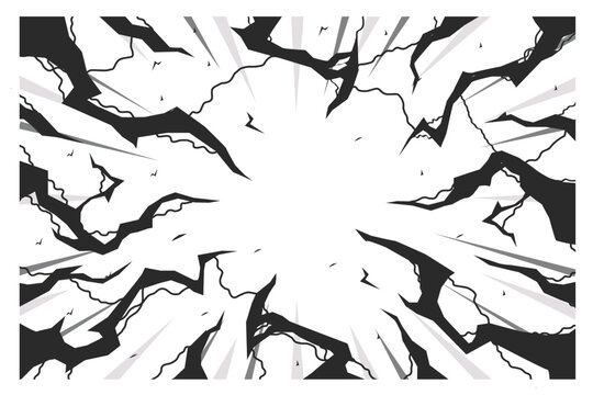 Black comic cartoon or manga background with abstract thunder. Anime comic background