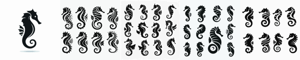 Seahorse Silhouette Collection Vector Illustrations © Fajar