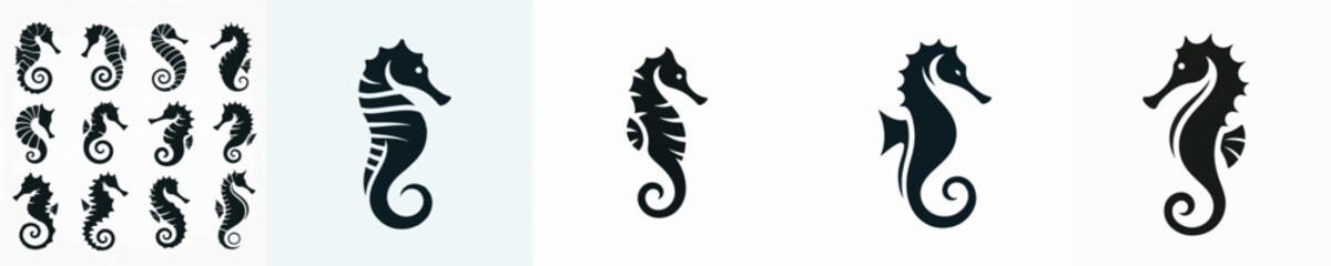 Seahorse Silhouette Collection Vector Illustrations © Fajar