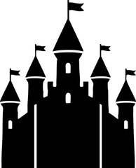 Obraz premium Medieval Castle Silhouette Icon Isolated on White
