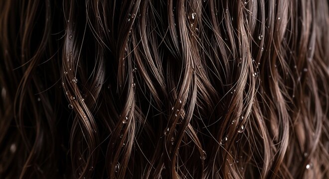 Closeup of wavy brown human hair.