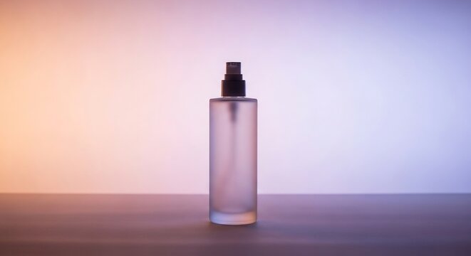 Empty clear plastic perfume bottle.