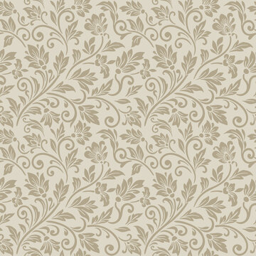 Elegant floral damask ornament pattern featuring a seamless floral damask ornament design for classic wallpaper decoration.