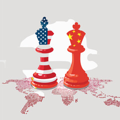 Fototapeta premium Chess kings symbolizing global conflict representing international relations
