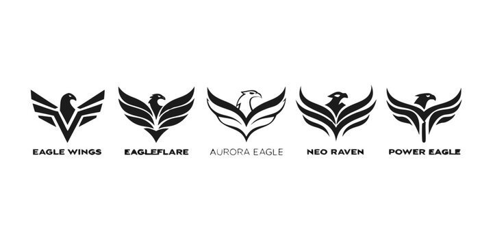 Minimalist Falcon Wing Symbols for Branding and Identity