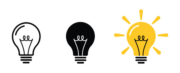 Lamp icon vector set featuring idea light bulb collection in flat style for creativity, innovation, and inspiration symbol design © Well Done