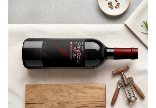 Wine Bottle Mockup Template for Product Branding and Advertising Design