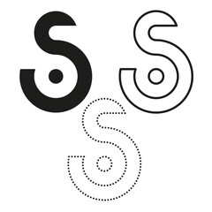 Obraz premium Geometric S letter vector logo concept in solid, outline, and dotted styles. Perfect for tech startups and app design systems.