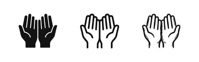 Obraz premium Two Open Hands in Prayer or Offering Gesture Icons