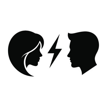 Couple arguing with lightning bolt between them
