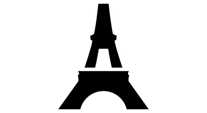 Black silhouette of the eiffel tower on a white background