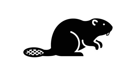 Fototapeta premium A black silhouette of a sitting beaver