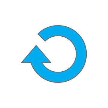 Blue circular arrow icon vector illustration for web refresh, system reload, undo action, data backup, and social media user interface.
