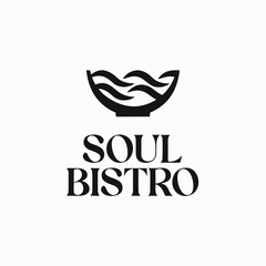 Obraz premium Bowl and Wave Fusion Logo for Asian and Fusion Cuisine Branding