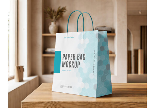 Paper Bag Mockup Realistic Template for Promotional and Retail Use